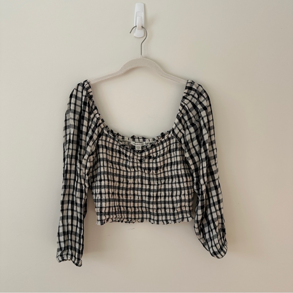 American Eagle Outfitters Checkered Black and White Top